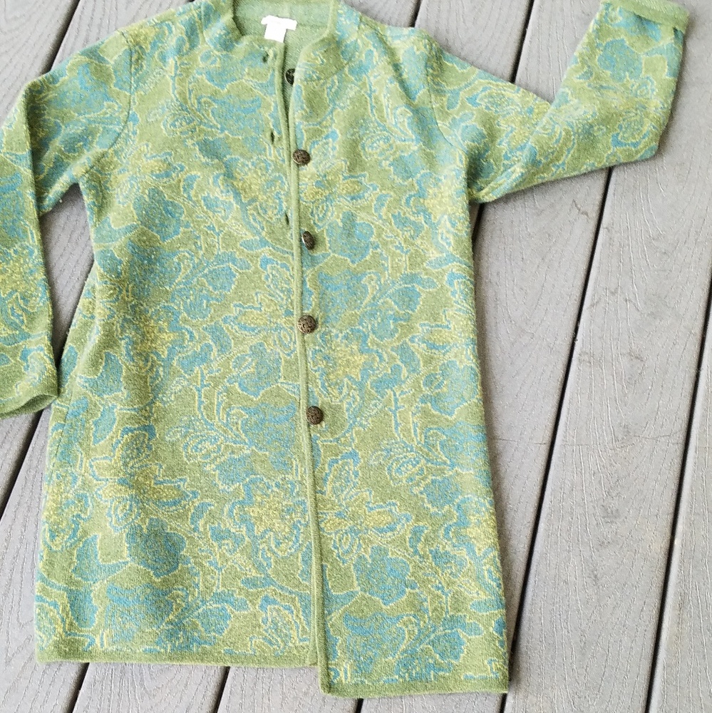 Sundance Sweater Coat Green/Blue Petite Medium